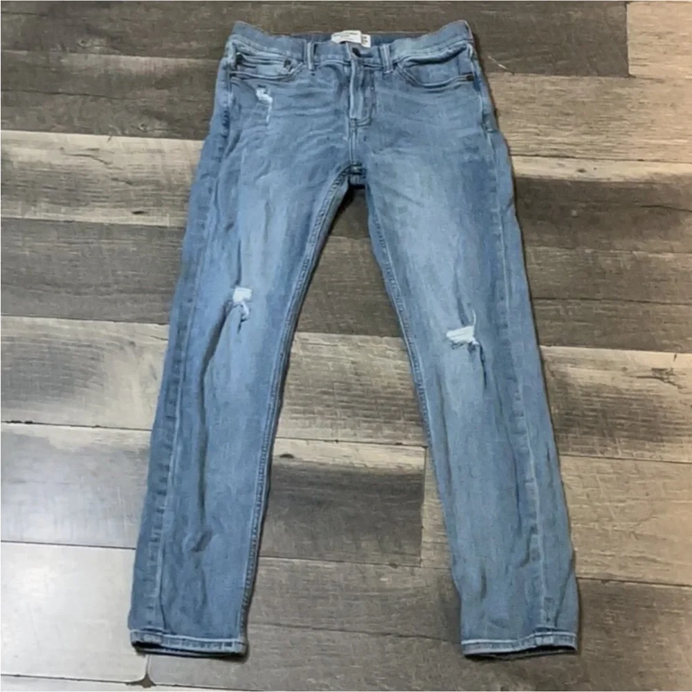 2 pairs authentic Abercrombie & Fitch distressed super Skinny jeans boys 15/16